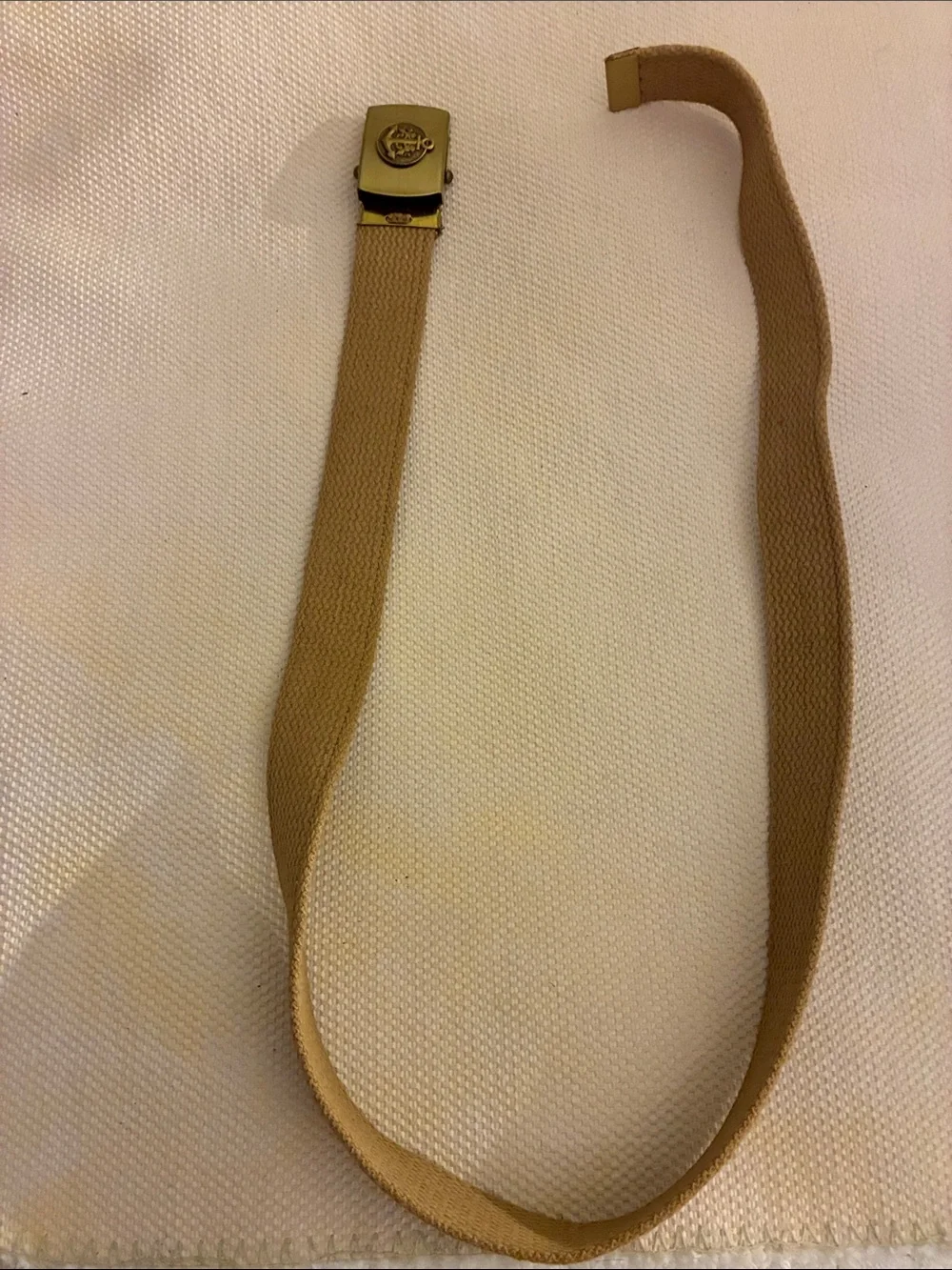 Vintage Canvas khaki tan Webbing Belt with Brass Buckle-standard friction style